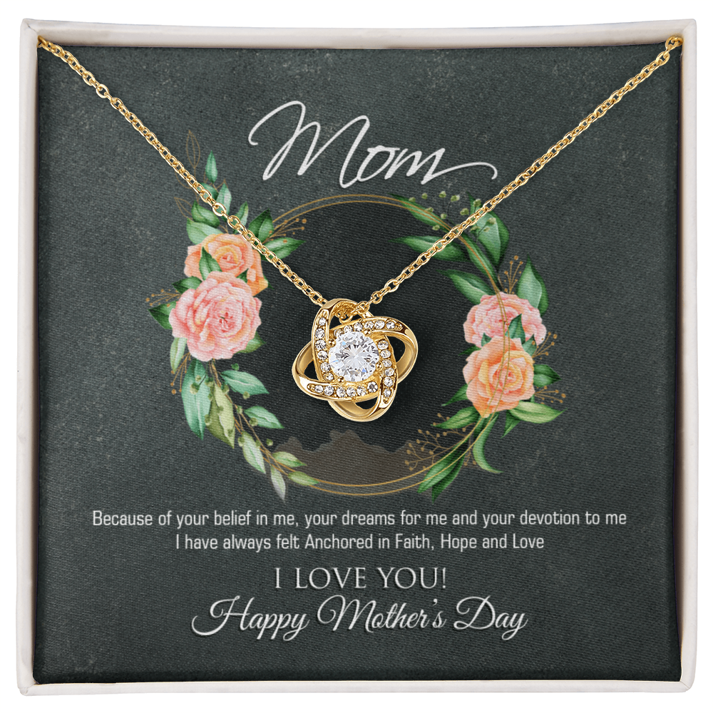 To My Mom – Love Knot Necklace | Mother's Day Gift from Son or Daughter | Meaningful Jewelry Gift for Mom