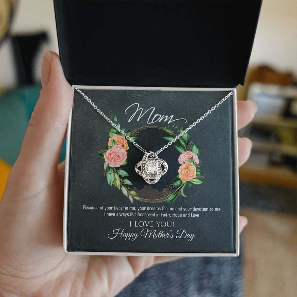 To My Mom – Love Knot Necklace | Mother's Day Gift from Son or Daughter | Meaningful Jewelry Gift for Mom