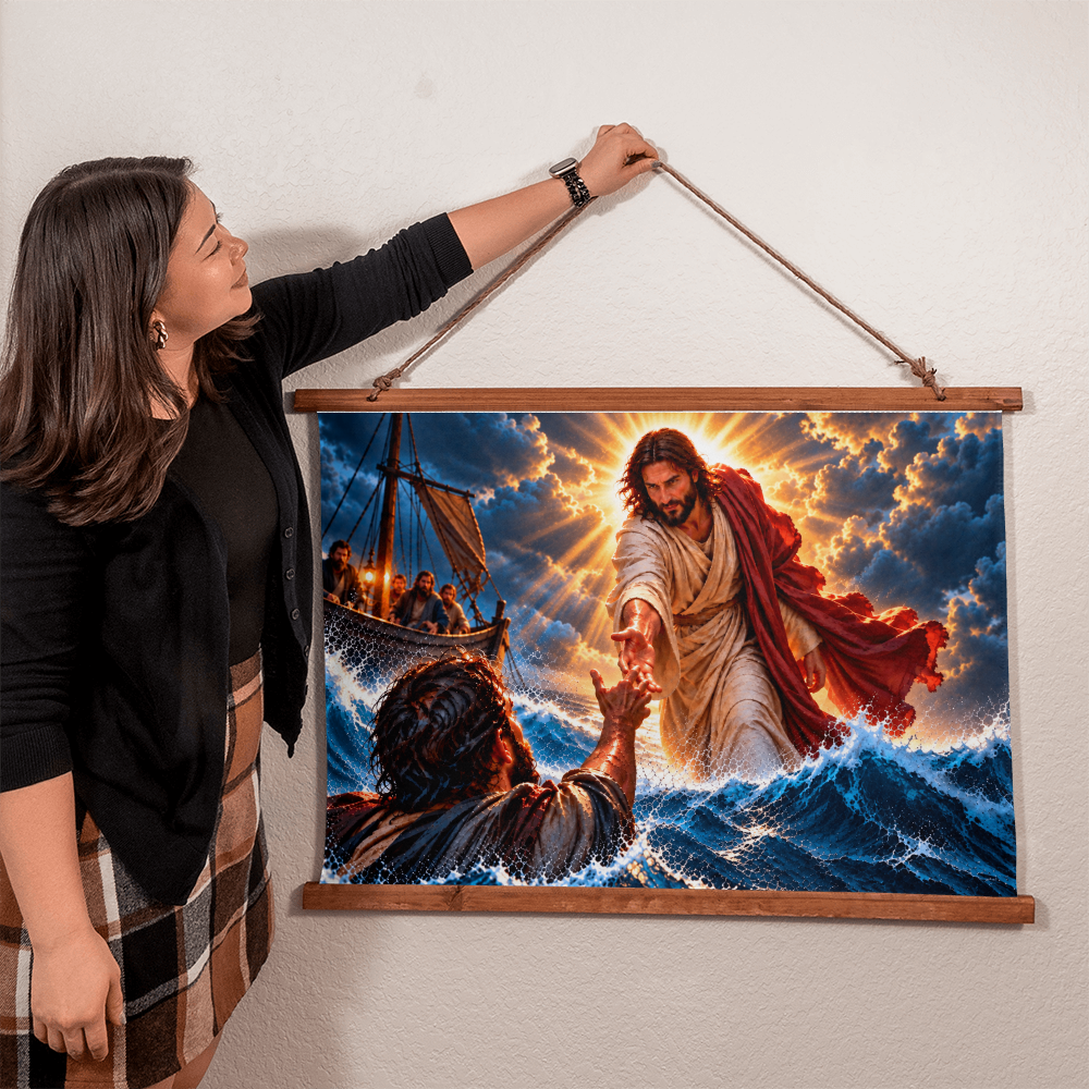Lord, Save Me – Matthew 14:30–31 Christian Wood Framed Wall Tapestry