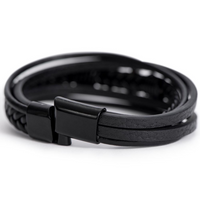 Men's Cross Bracelet – Braided Leather Faith Bracelet with Stainless Steel Cross Clasp