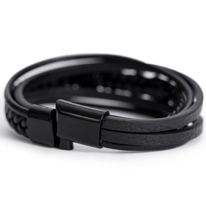 Men's Cross Bracelet – Braided Leather Faith Bracelet with Stainless Steel Cross Clasp