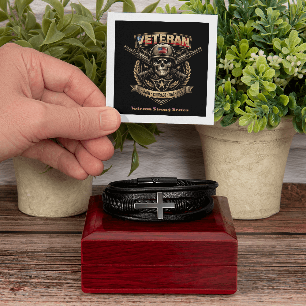 Men's Cross Bracelet – Braided Leather Faith Bracelet with Stainless Steel Cross Clasp - FORGEDnLOVE