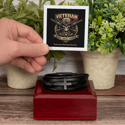 Men's Cross Bracelet – Braided Leather Faith Bracelet with Stainless Steel Cross Clasp - FORGEDnLOVE