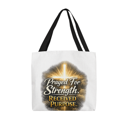 Prayed For Strength Christian Tote Bag – Faith Purpose Inspirational Carry Bag - FORGEDnLOVE