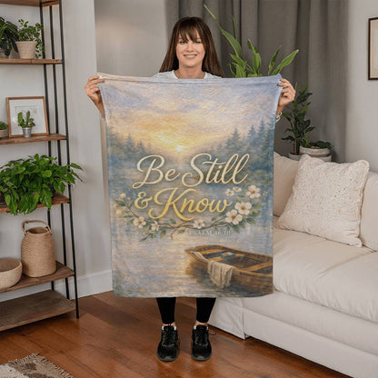Be Still and Know Christian Blanket – Psalm 46:10 Faith Comfort Coral Fleece Blanket - FORGEDnLOVE