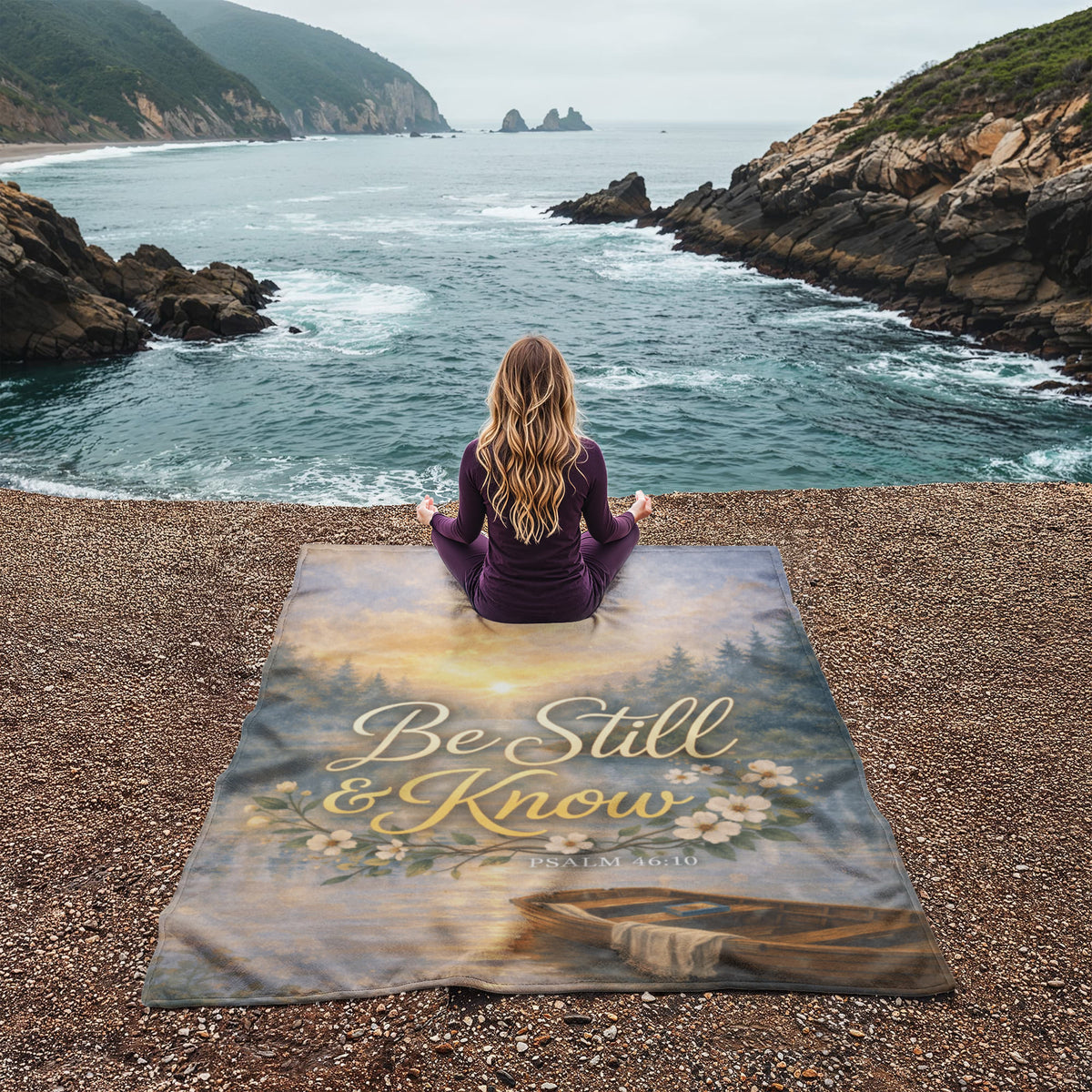 Be Still and Know Christian Blanket – Psalm 46:10 Faith Comfort Coral Fleece Blanket - FORGEDnLOVE