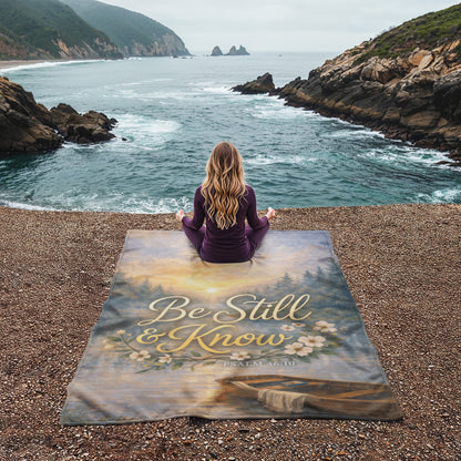 Be Still and Know Christian Blanket – Psalm 46:10 Faith Comfort Coral Fleece Blanket - FORGEDnLOVE