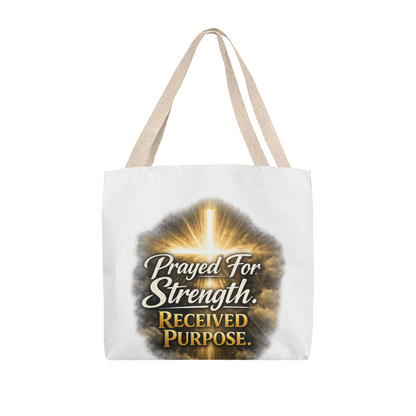 Prayed For Strength Christian Tote Bag – Faith Purpose Inspirational Carry Bag - FORGEDnLOVE