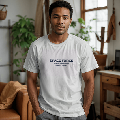Funny Space Force Shirt – Satellite Maintenance & Coffee Services | Space Force Humor Tee | Military Space Shirt | Guardian Gift - FORGEDnLOVE