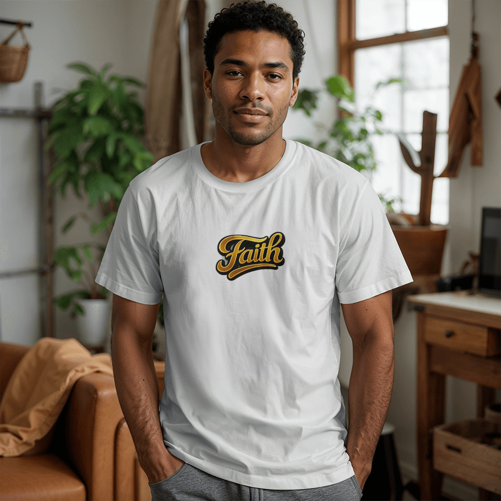 Faith Script Christian Shirt – Bold Minimalist Gold Faith Apparel - FORGEDnLOVE