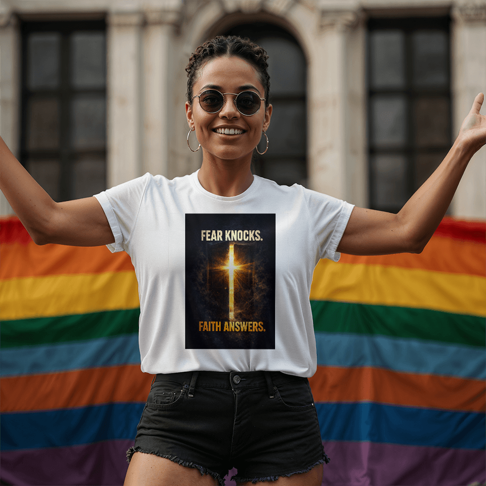 Fear Knocks Faith Answers Christian Shirt – Bold Faith Over Fear Apparel - FORGEDnLOVE