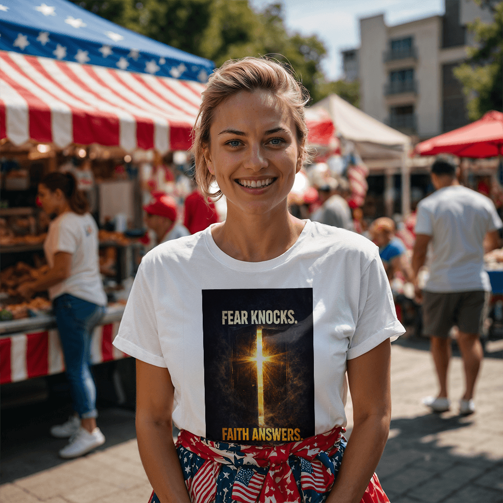 Fear Knocks Faith Answers Christian Shirt – Bold Faith Over Fear Apparel - FORGEDnLOVE