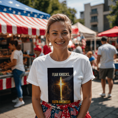 Fear Knocks Faith Answers Christian Shirt – Bold Faith Over Fear Apparel - FORGEDnLOVE