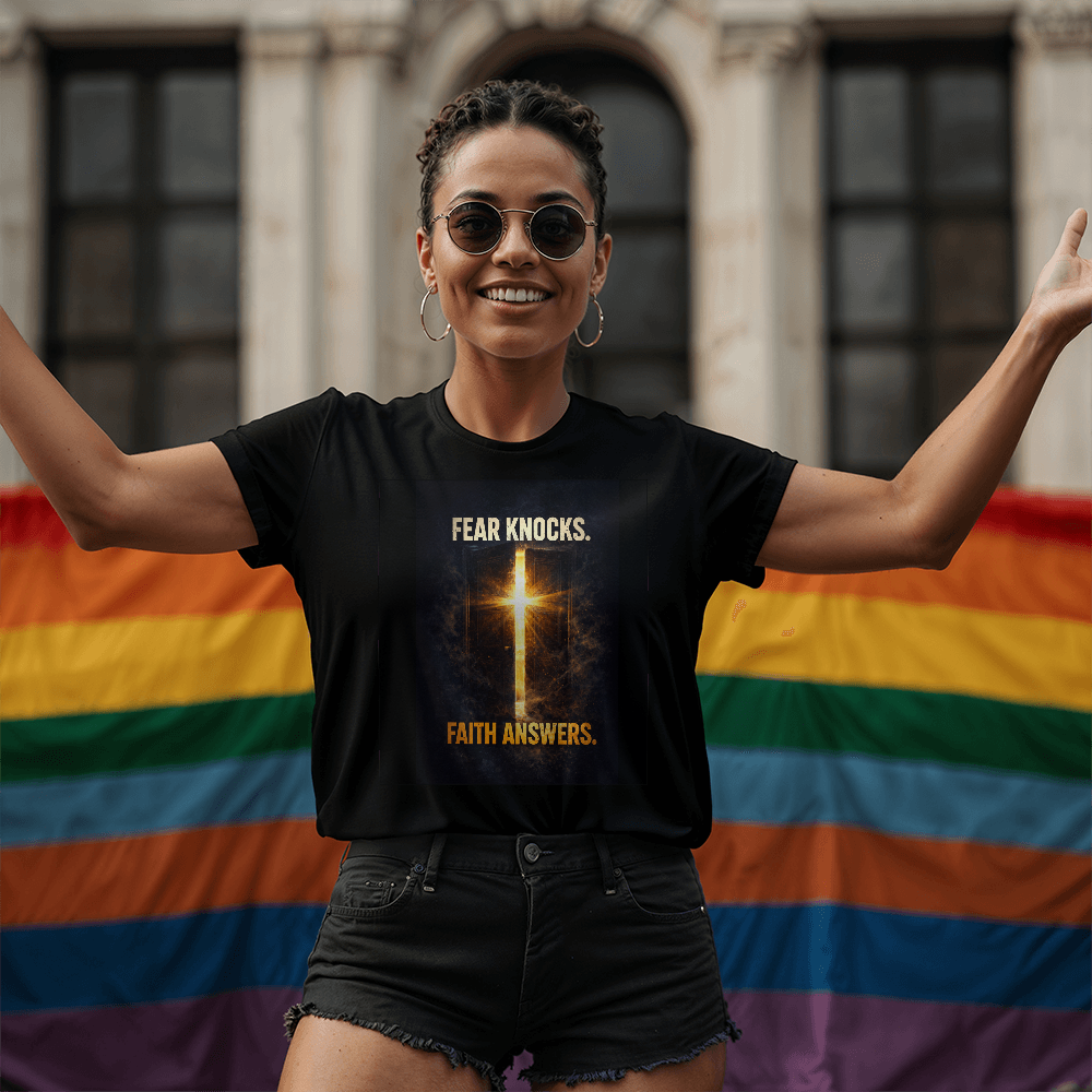Fear Knocks Faith Answers Christian Shirt – Bold Faith Over Fear Apparel - FORGEDnLOVE