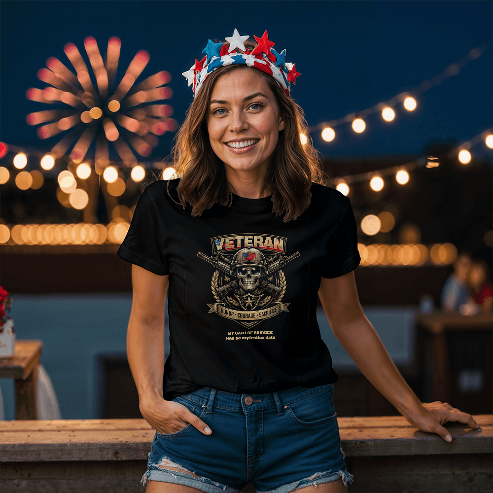Veteran Skull T-Shirt - Honor - Courage -  Sacrifice - FORGEDnLOVE
