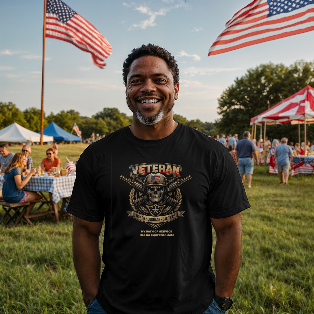 Veteran Skull T-Shirt - Honor - Courage -  Sacrifice