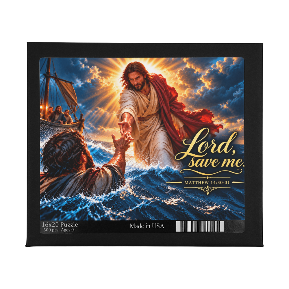 Lord, Save Me – 500 Piece Christian Puzzle | Matthew 14:30 Jesus & Peter Faith Gift