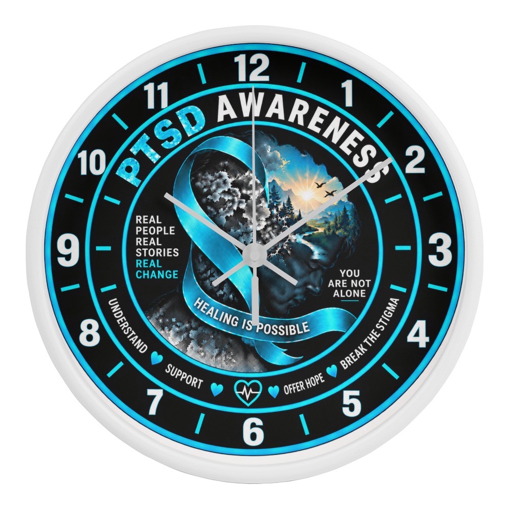PTSD Awareness “Healing Is Possible” 10" Wooden Wall Clock