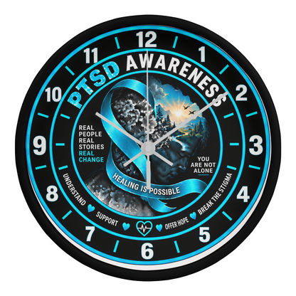 PTSD Awareness “Healing Is Possible” 10" Wooden Wall Clock