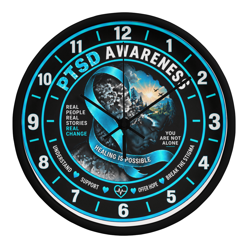 PTSD Awareness “Healing Is Possible” 10" Wooden Wall Clock