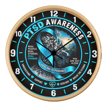 PTSD Awareness “Healing Is Possible” 10" Wooden Wall Clock