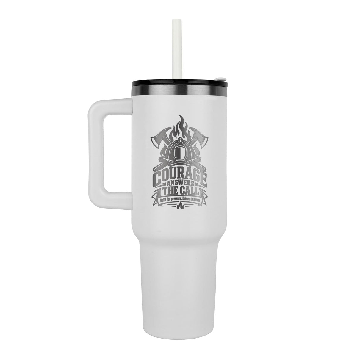 Courage Answers the Call 40oz engraved firefighter tumbler - FORGEDnLOVE
