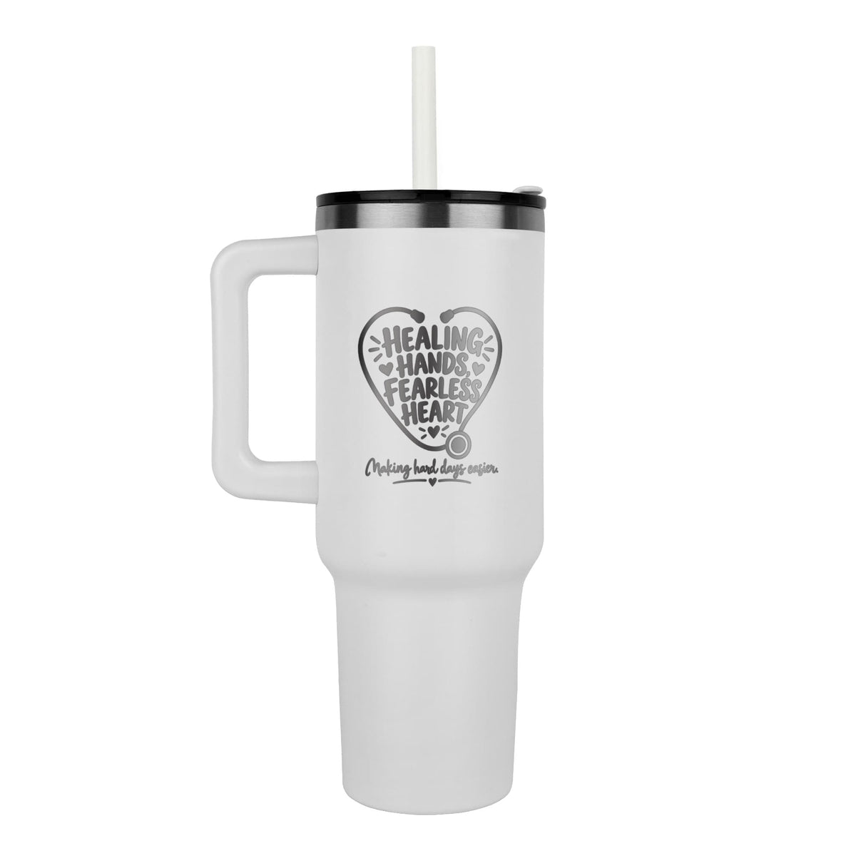 Healing Hands Fearless Heart 40oz engraved nurse tumbler - FORGEDnLOVE