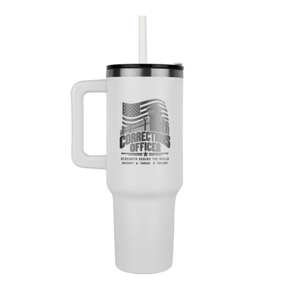 Strength Behind the Walls 40oz engraved Corrections Officer tumbler - FORGEDnLOVE
