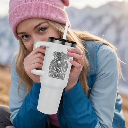 Marine Veteran engraved tumbler lifestyle image - FORGEDnLOVE