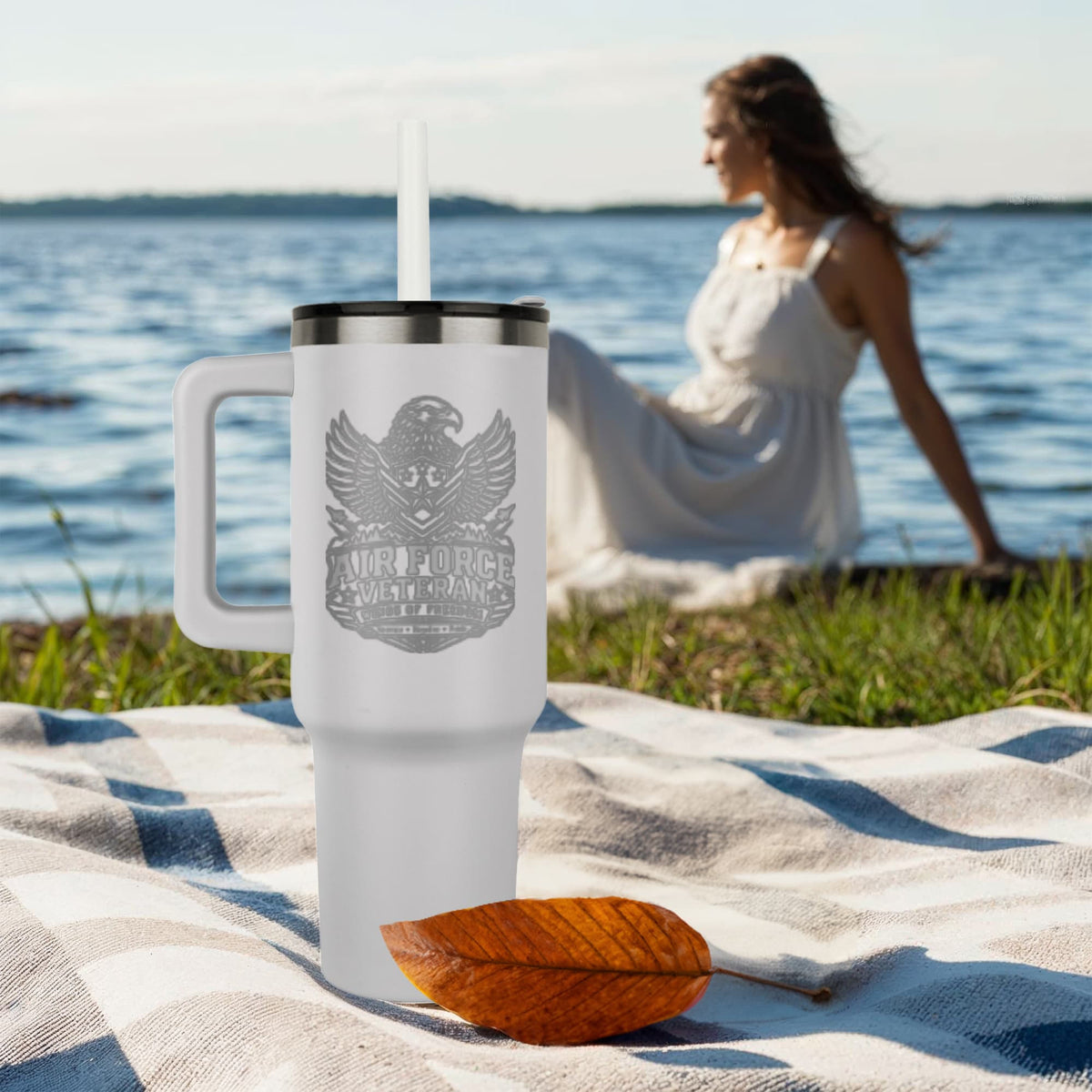 Air Force Veteran tumbler lifestyle image - FORGEDnLOVE