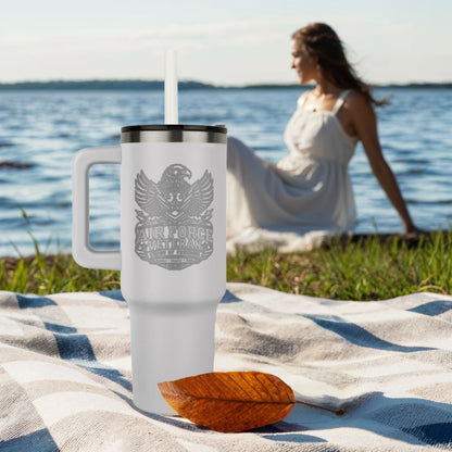 Air Force Veteran tumbler lifestyle image - FORGEDnLOVE