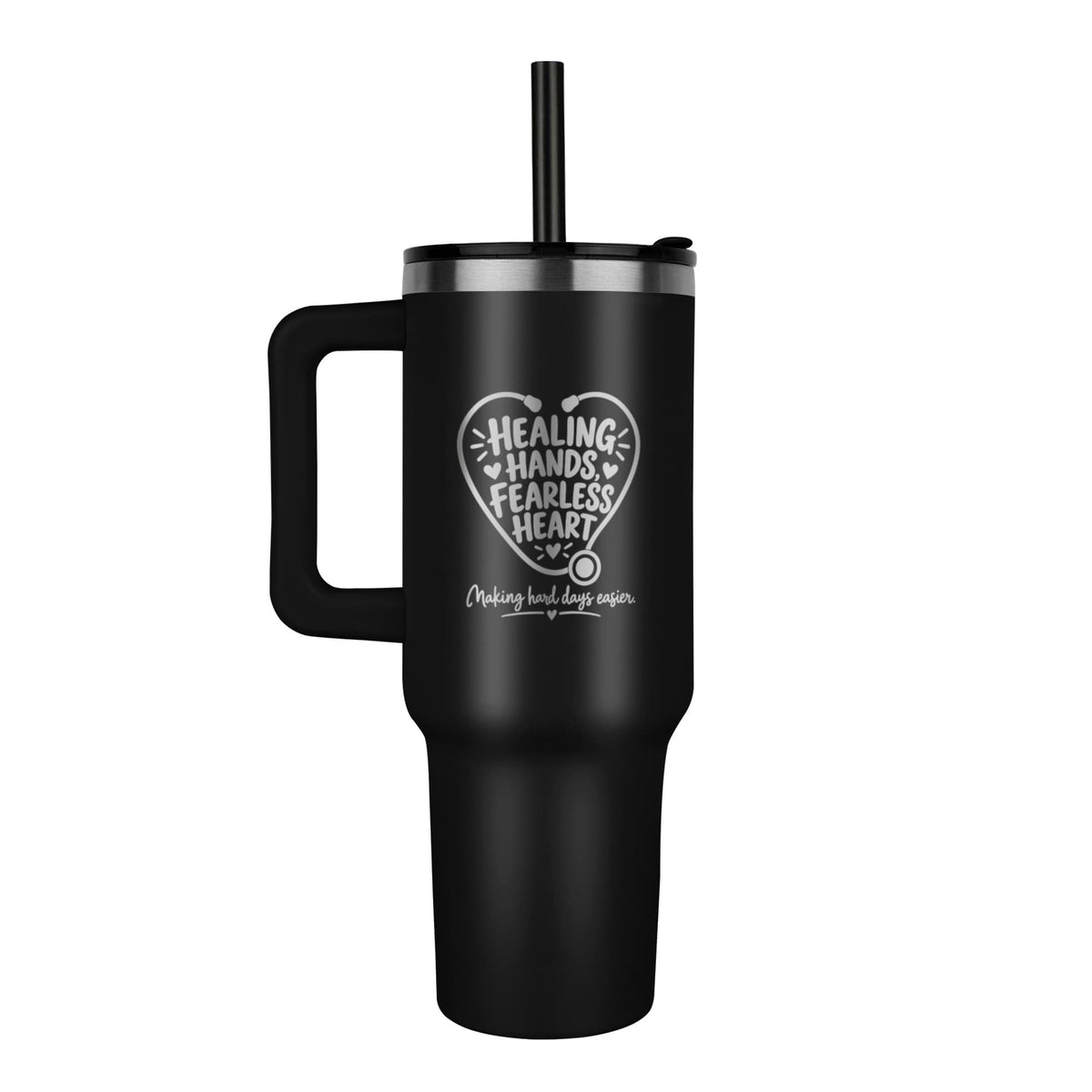 Healing Hands, Fearless Heart 40oz Engraved Nurse Tumbler – Nurse Gift