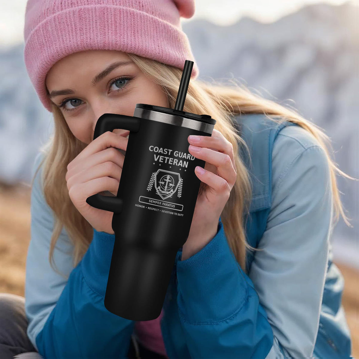 Coast Guard Veteran Engraved Tumbler | Semper Paratus Military Gift | U.S. Coast Guard Veteran Gift