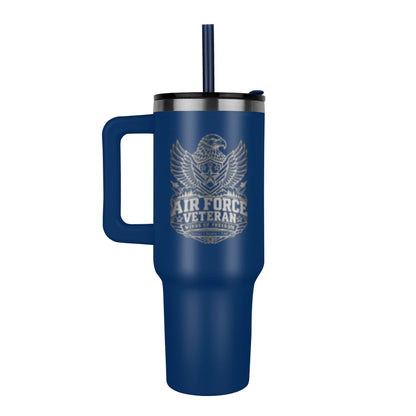 Red engraved Air Force Veteran tumbler - FORGEDnLOVE
