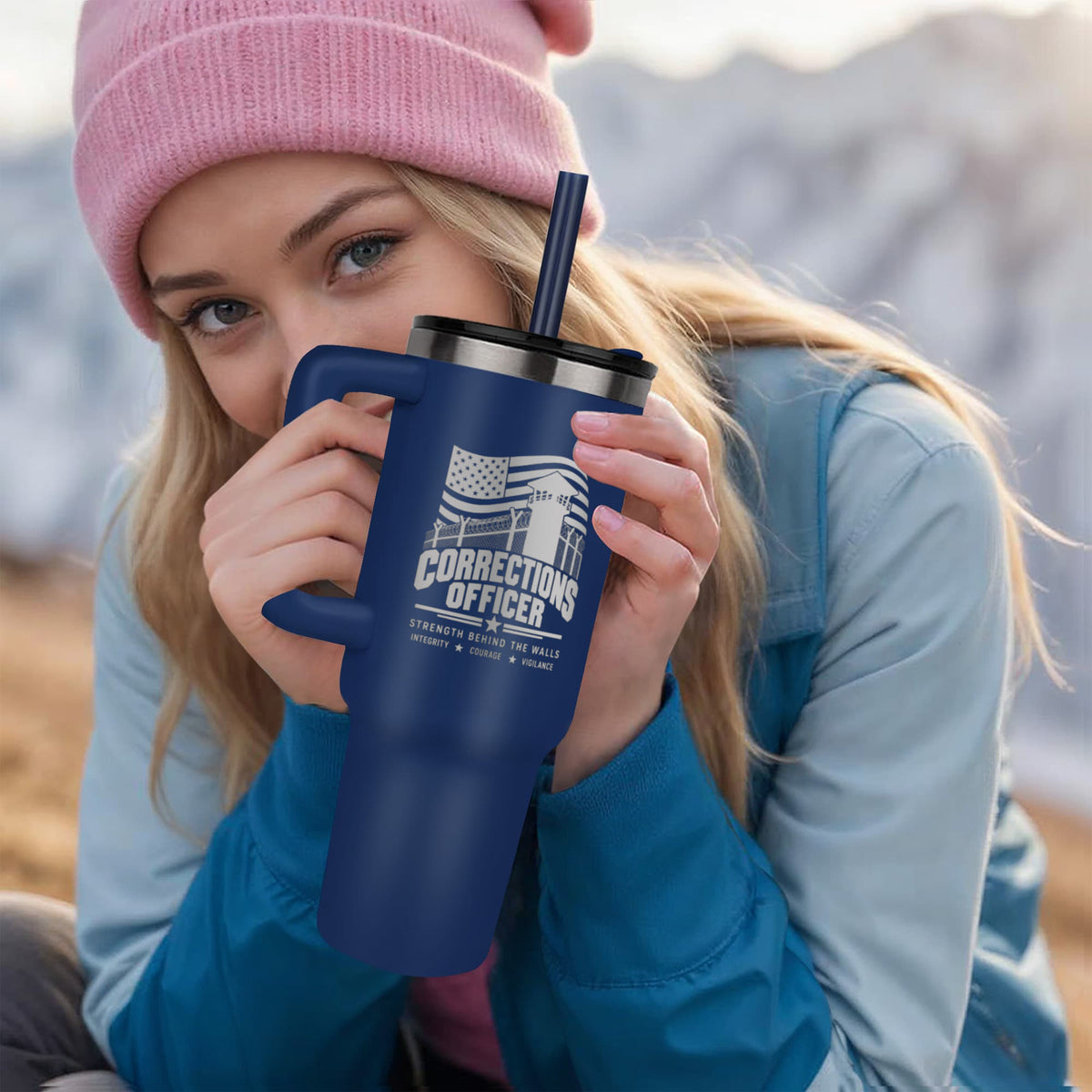 Gray engraved Corrections Officer tumbler - FORGEDnLOVE