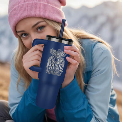 Gray engraved Marine Veteran tumbler - FORGEDnLOVE