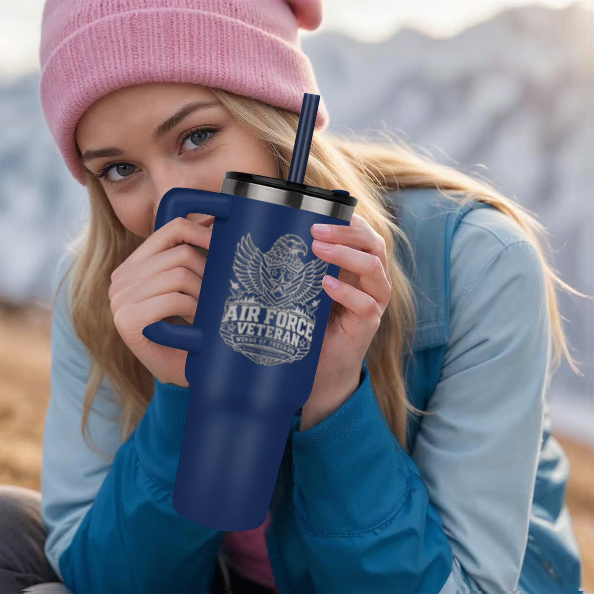 Gray engraved Air Force Veteran tumbler - FORGEDnLOVE