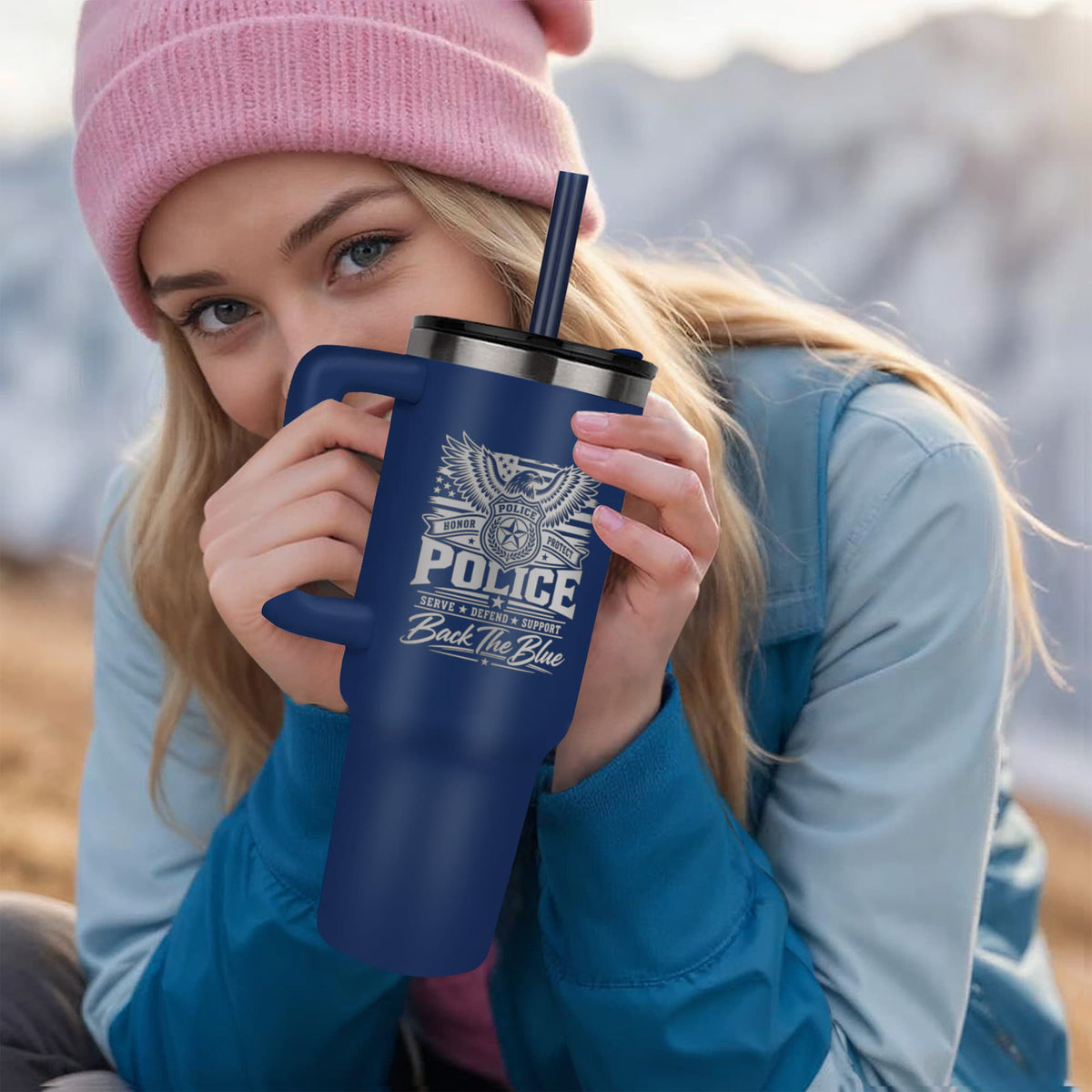 Serve Protect Defend 40oz Engraved Police Tumbler – Law Enforcement Gift