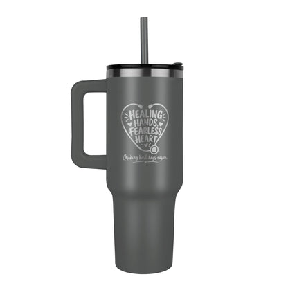 Healing Hands, Fearless Heart 40oz Engraved Nurse Tumbler – Nurse Gift