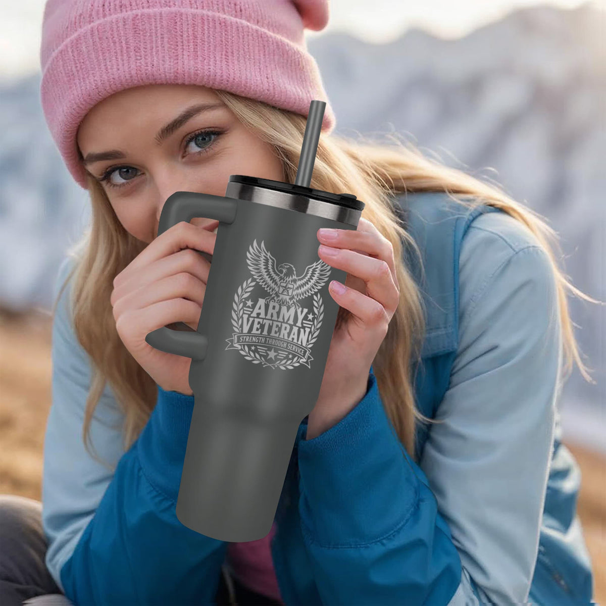 Army Veteran 40oz Engraved Tumbler – Military Veteran Gift