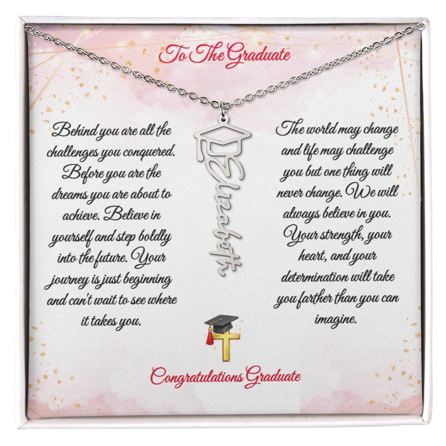 Graduation Name Necklace for Daughter – Personalized Gift from Mom & Dad | Class of 2026 Jewelry - FORGEDnLOVE
