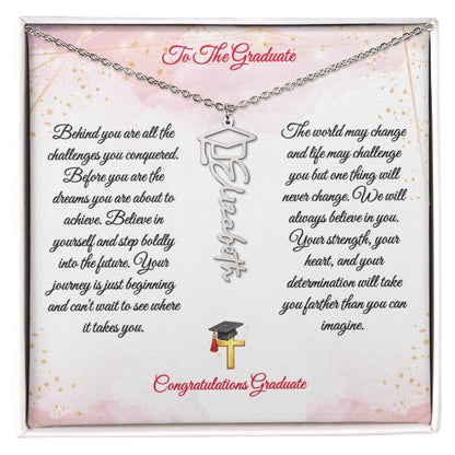 Graduation Name Necklace for Daughter – Personalized Gift from Mom & Dad | Class of 2026 Jewelry - FORGEDnLOVE