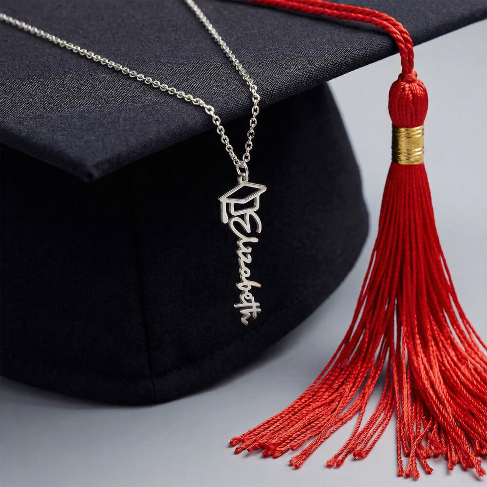 Graduation Name Necklace for Daughter – Personalized Gift from Mom & Dad | Class of 2026 Jewelry - FORGEDnLOVE