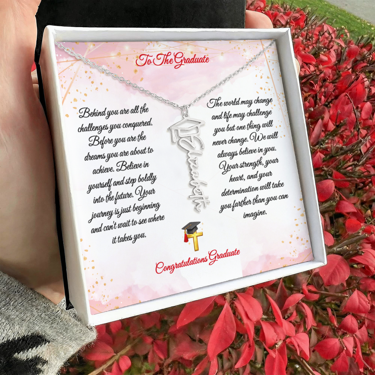 Graduation Name Necklace for Daughter – Personalized Gift from Mom & Dad | Class of 2026 Jewelry - FORGEDnLOVE