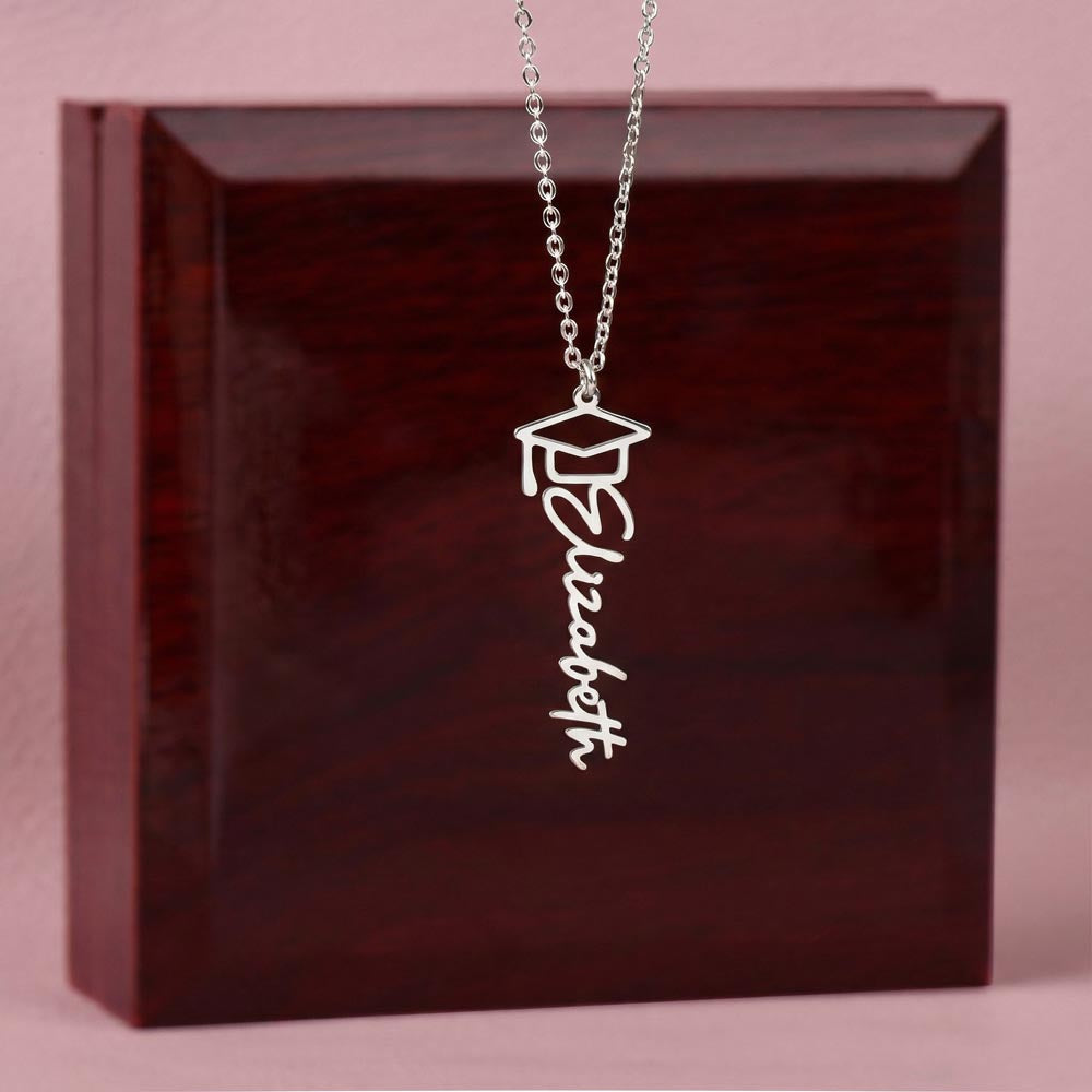 Graduation Name Necklace for Daughter – Personalized Gift from Mom & Dad | Class of 2026 Jewelry - FORGEDnLOVE