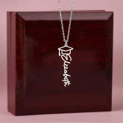 Graduation Name Necklace for Daughter – Personalized Gift from Mom & Dad | Class of 2026 Jewelry - FORGEDnLOVE