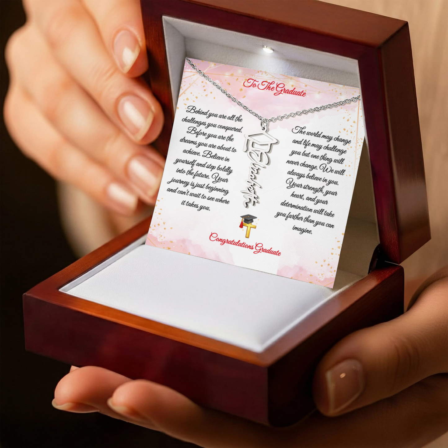 Graduation Name Necklace for Daughter – Personalized Gift from Mom & Dad | Class of 2026 Jewelry - FORGEDnLOVE