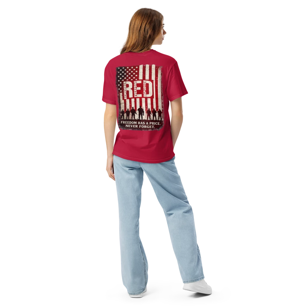 RED Friday Patriotic T-Shirt – Remember Everyone Deployed – Freedom Has a Price Military Tribute Shirt - FORGEDnLOVE