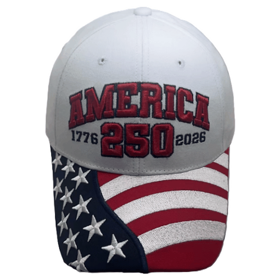 America 250th Anniversary Cap – American Flag Bill | Patriotic Cotton Twill Hat