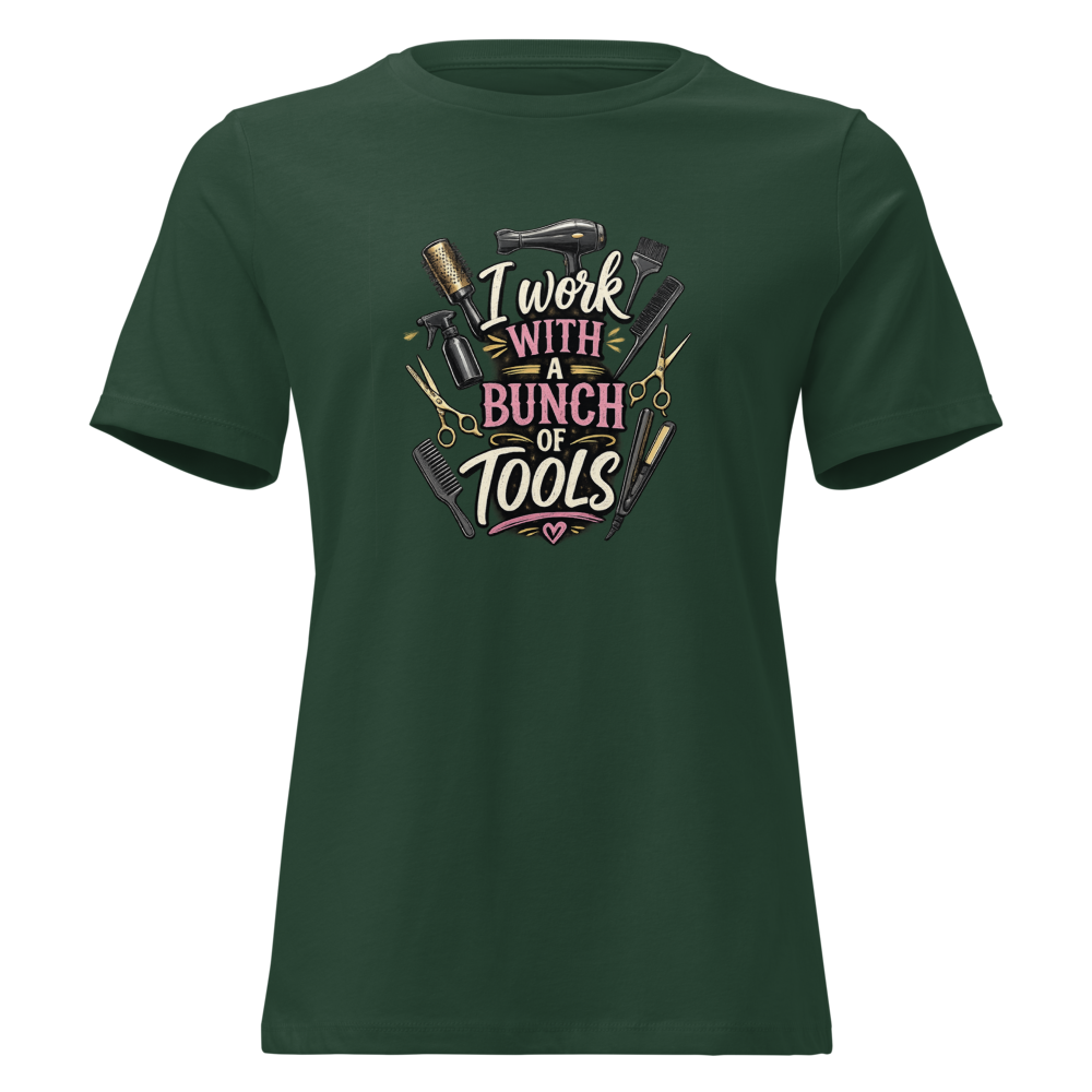 Funny Hairstylist Shirt – I Work With A Bunch Of Tools – Hair Stylist Gift Tee